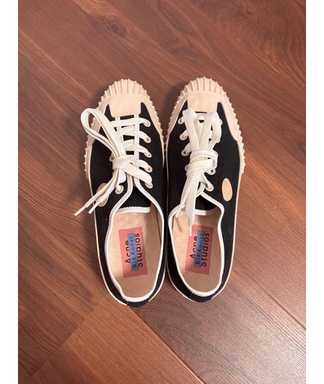 ACNE STUDIOS Черные текстильные низкие кроссовки / кеды, фото 2