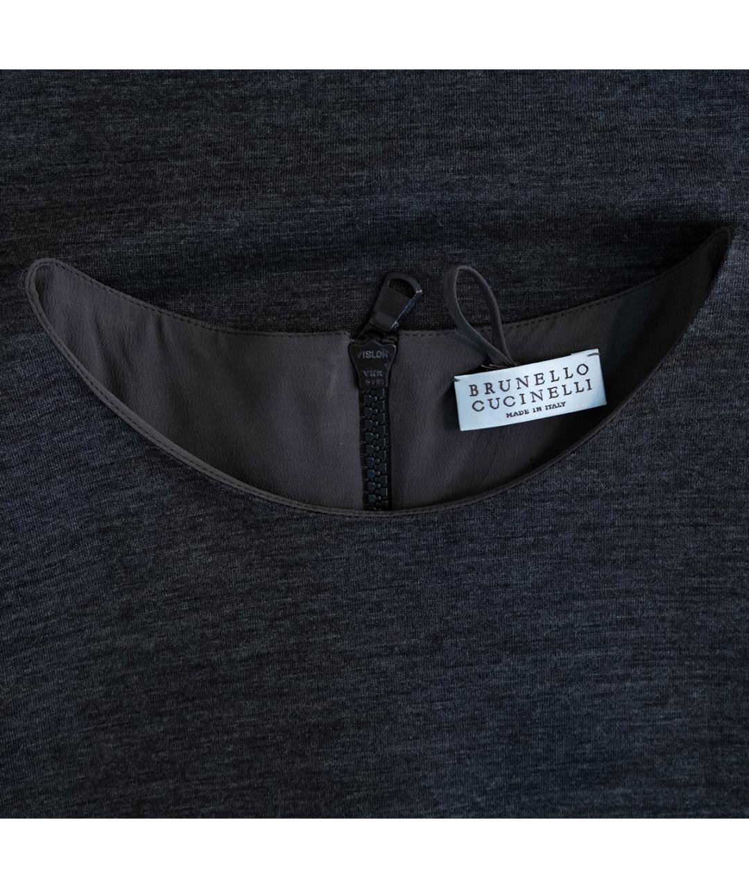 BRUNELLO CUCINELLI Коричневое хлопковое повседневное платье, фото 3