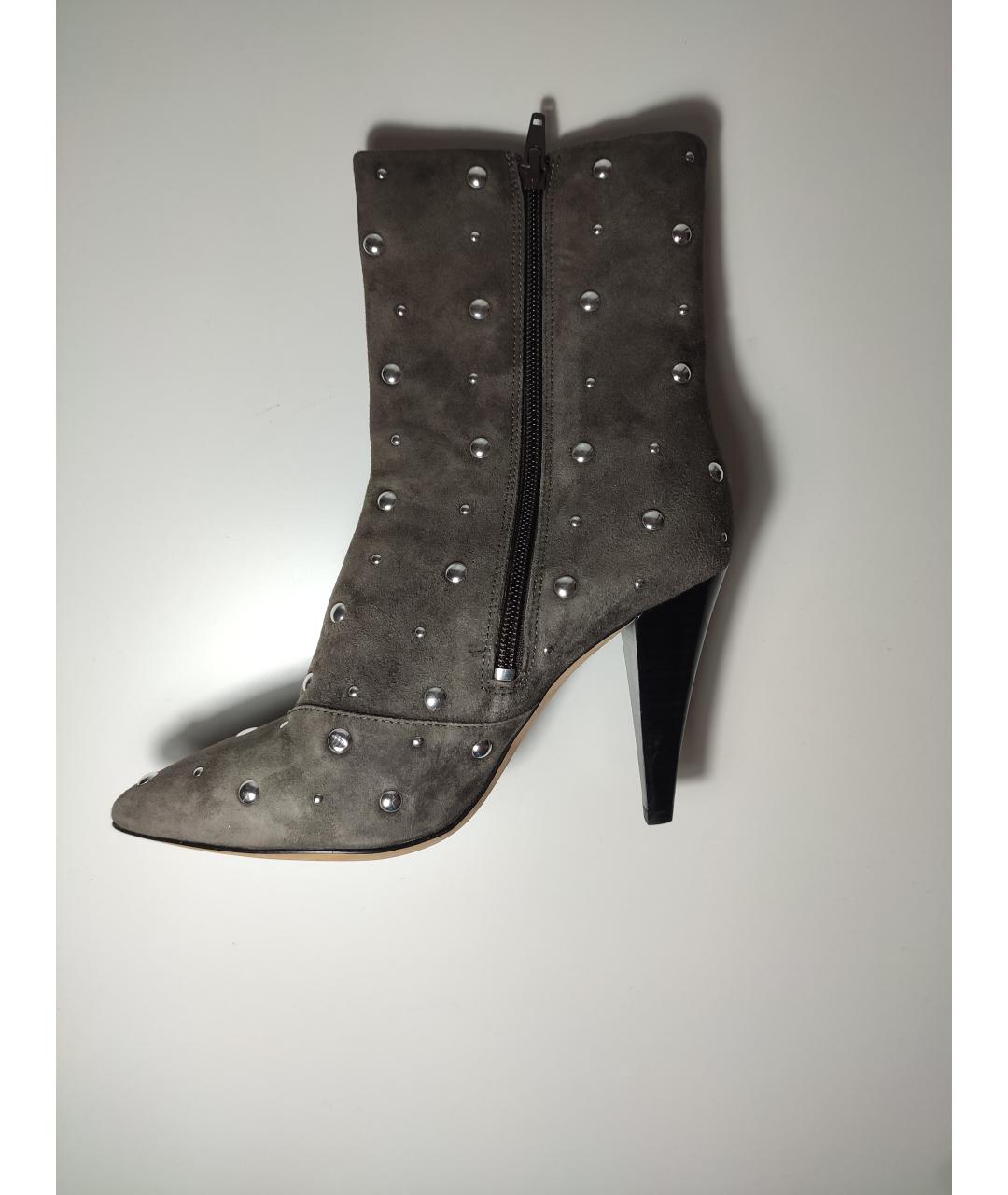 IRO Серые кожаные ботильоны, фото 3