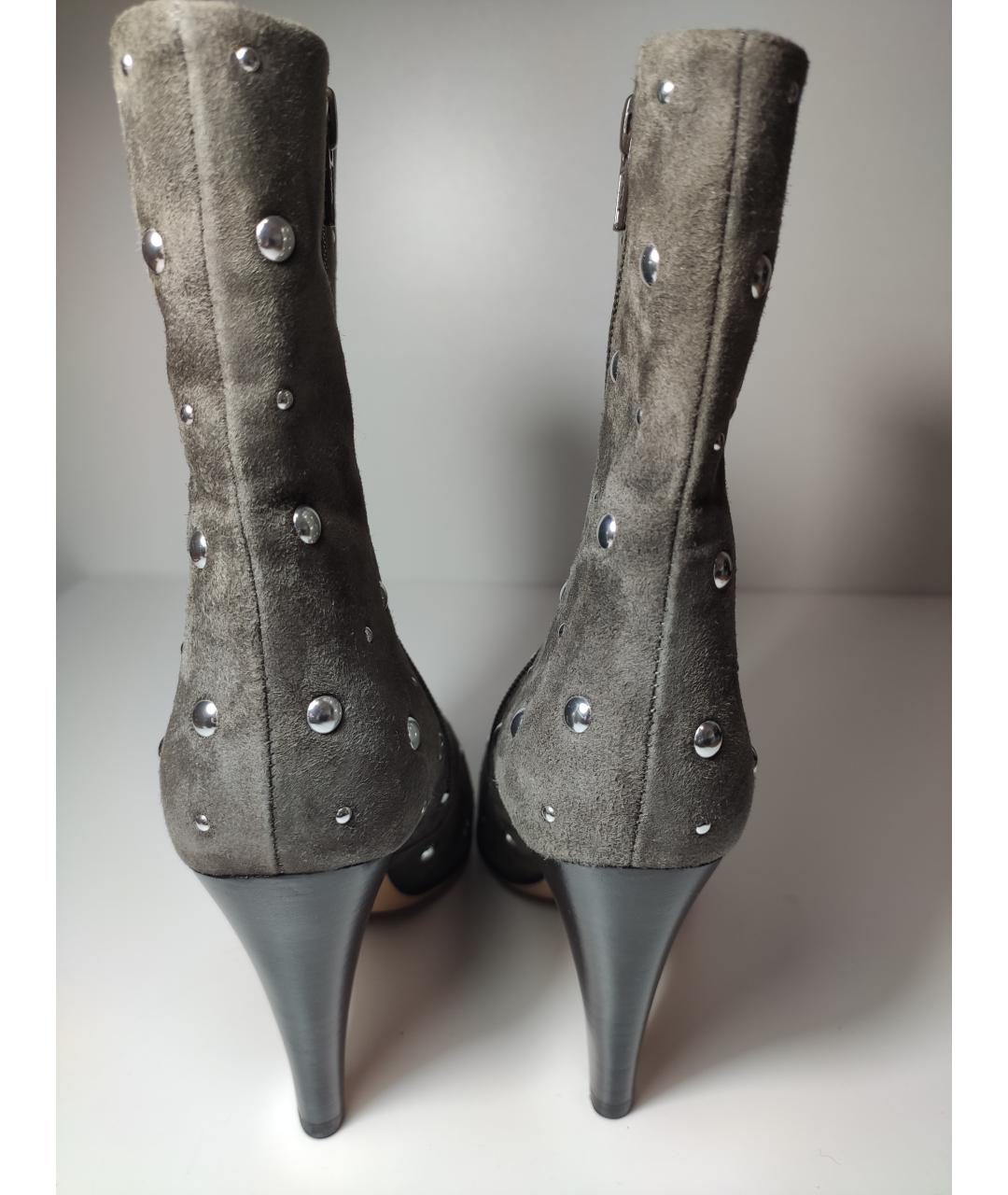 IRO Серые кожаные ботильоны, фото 4