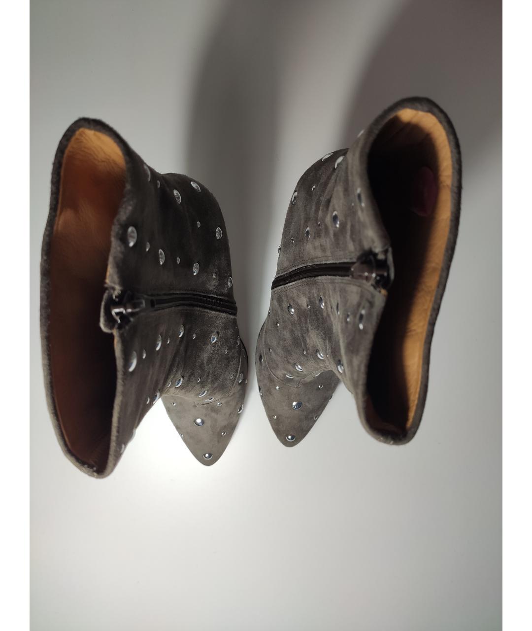 IRO Серые кожаные ботильоны, фото 6