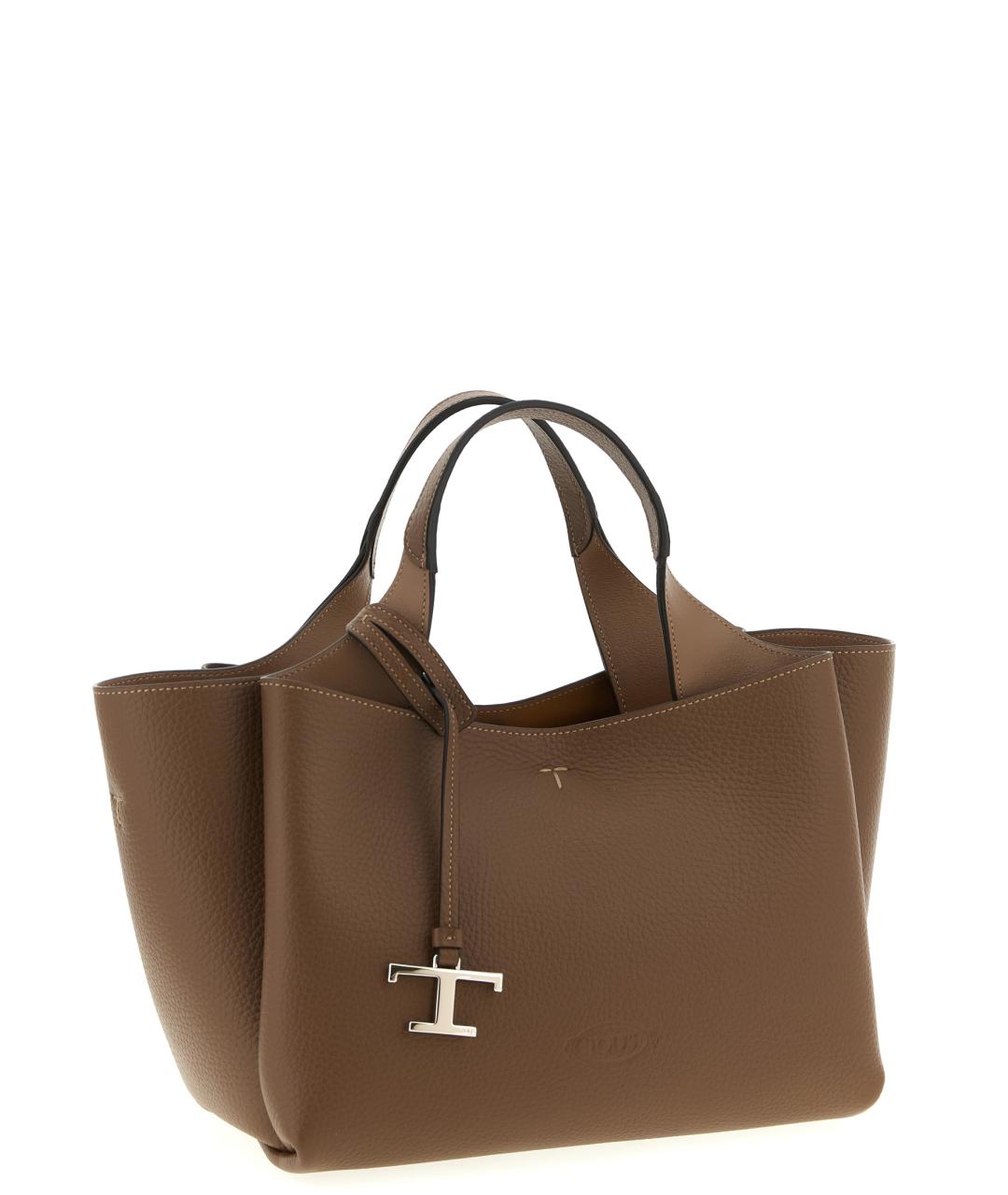 TOD'S Коричневая кожаная сумка тоут, фото 3