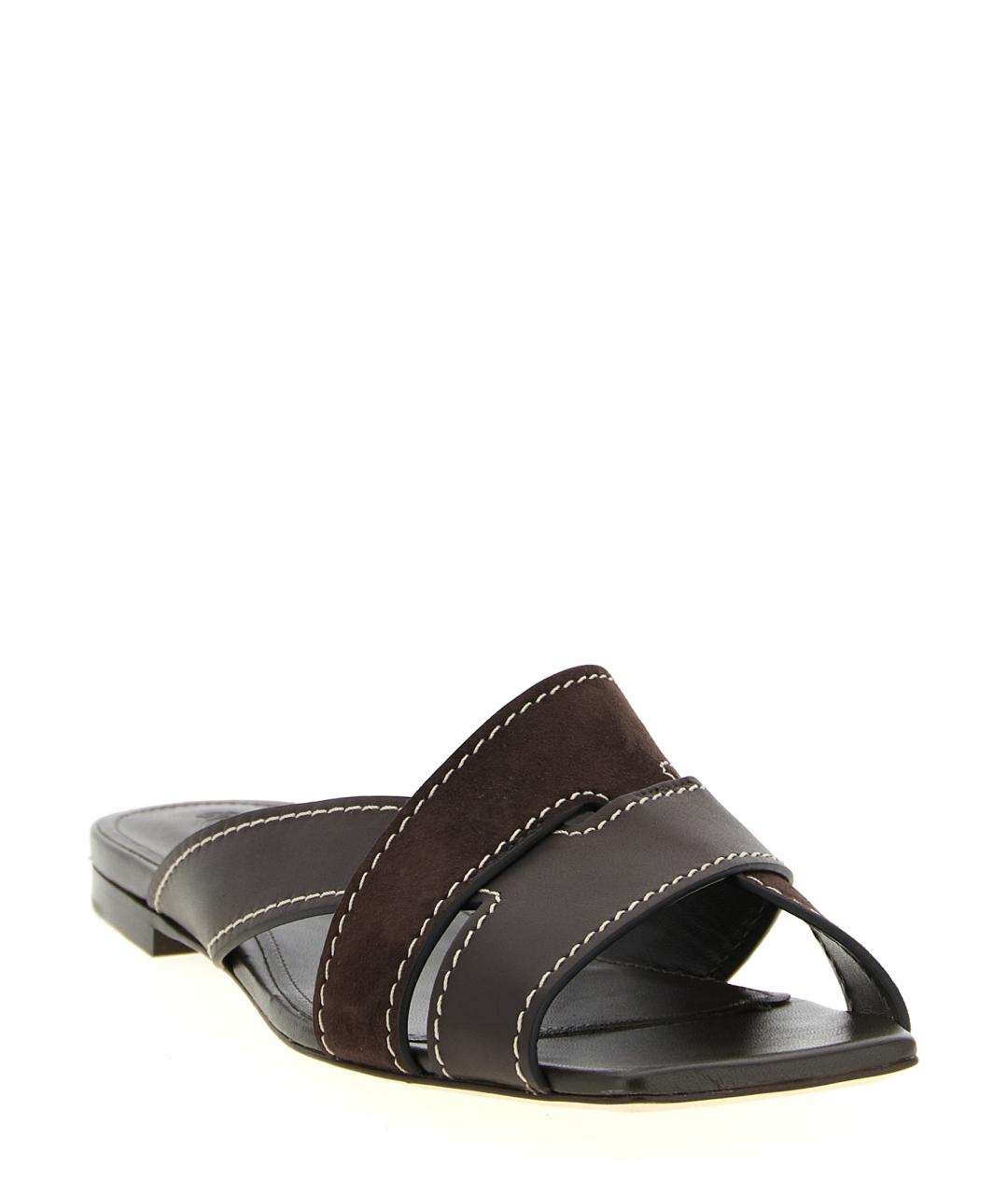 TOD'S Коричневые кожаные шлепанцы, фото 2