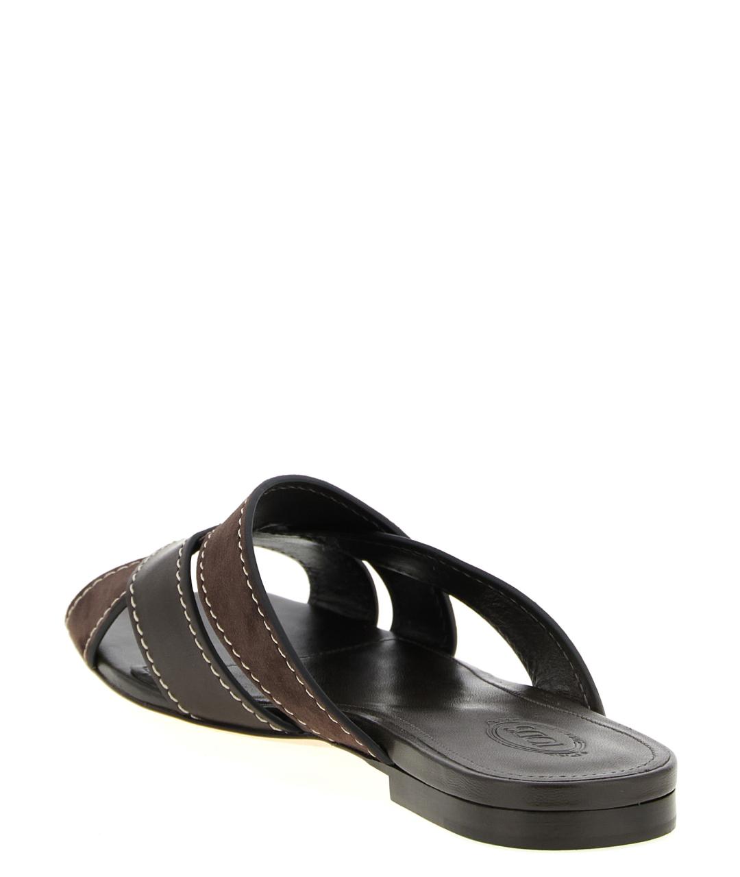 TOD'S Коричневые кожаные шлепанцы, фото 3