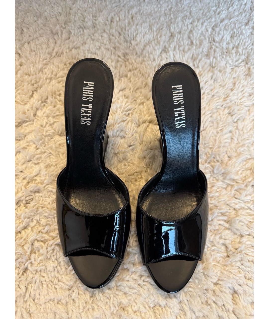 PARIS TEXAS Черные мюли из лакированной кожи, фото 2
