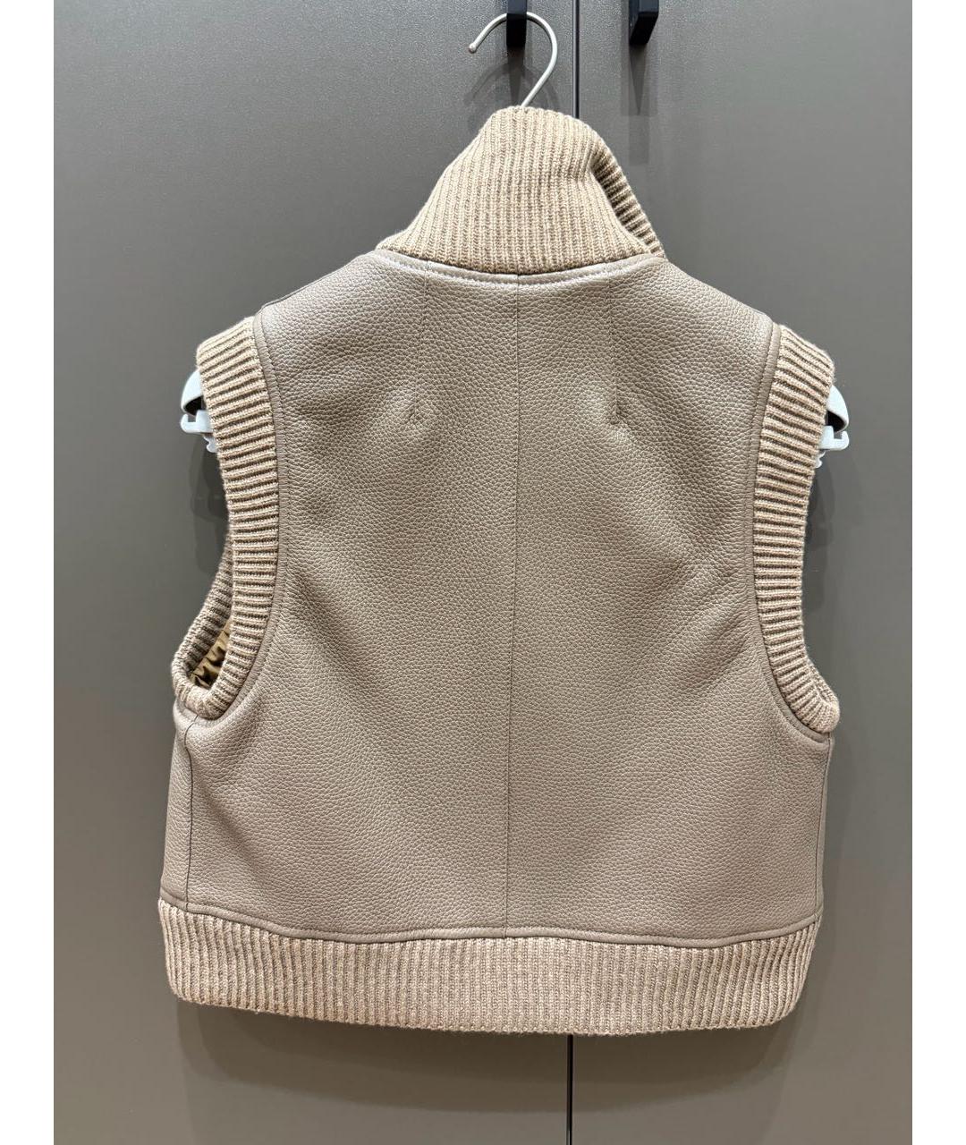 HERMES Бежевый кожаный жилет, фото 2