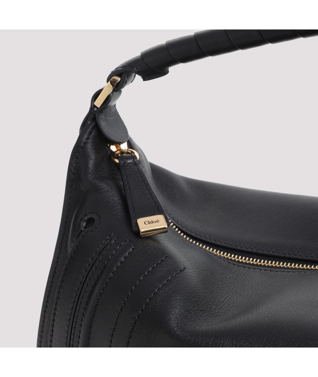 CHLOE Черная кожаная сумка с короткими ручками, фото 4
