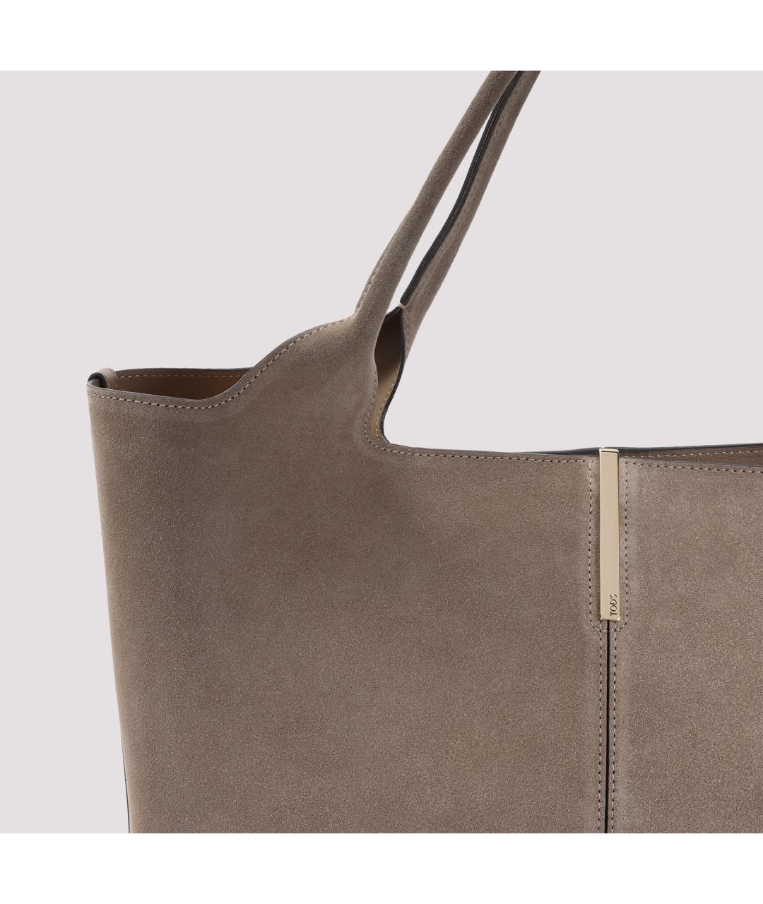 TOD'S Бежевая замшевая сумка тоут, фото 3