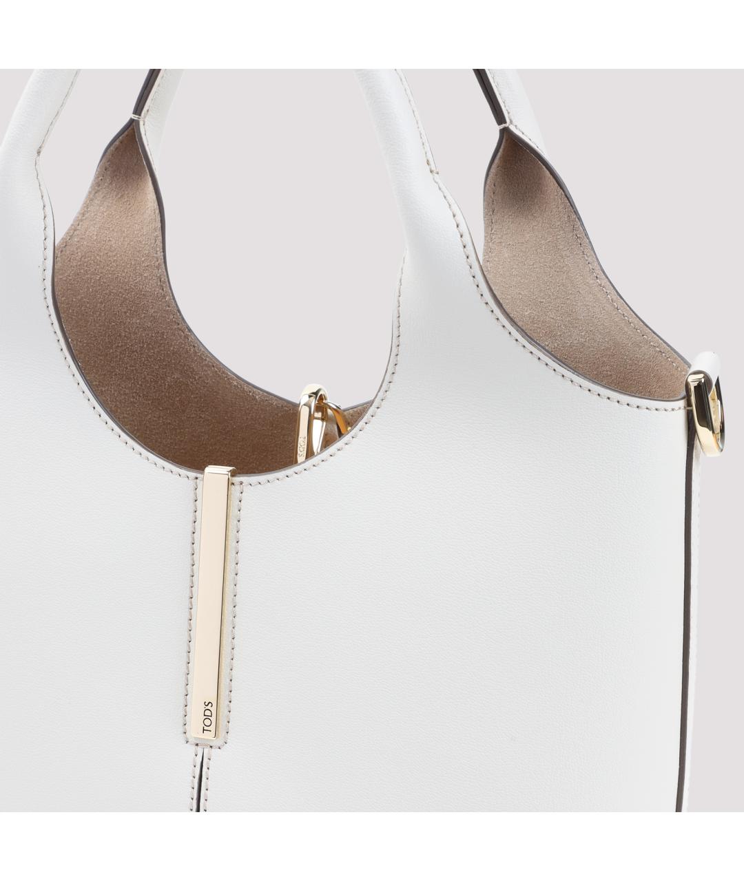 TOD'S Белая кожаная сумка с короткими ручками, фото 3