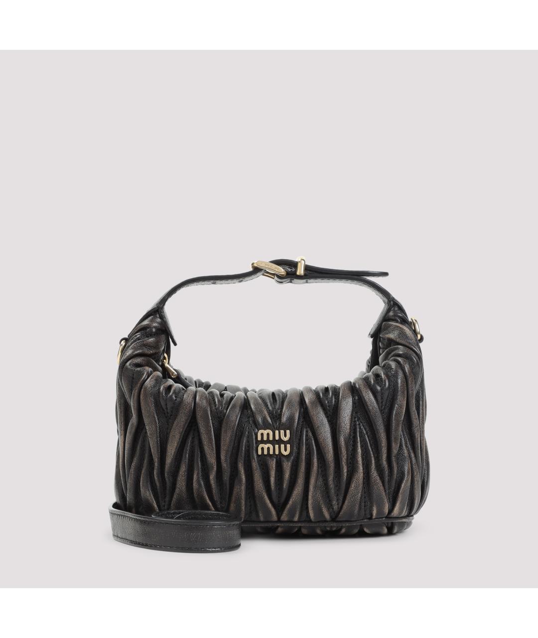 MIU MIU Коричневая кожаная сумка с короткими ручками, фото 2