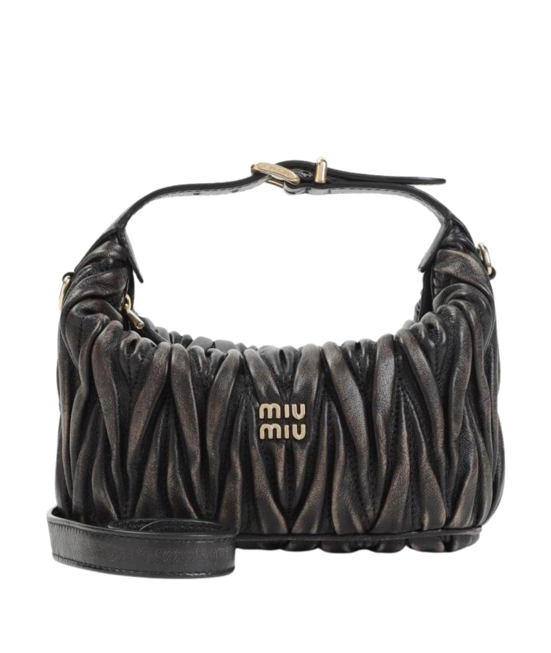 MIU MIU Коричневая кожаная сумка с короткими ручками, фото 1