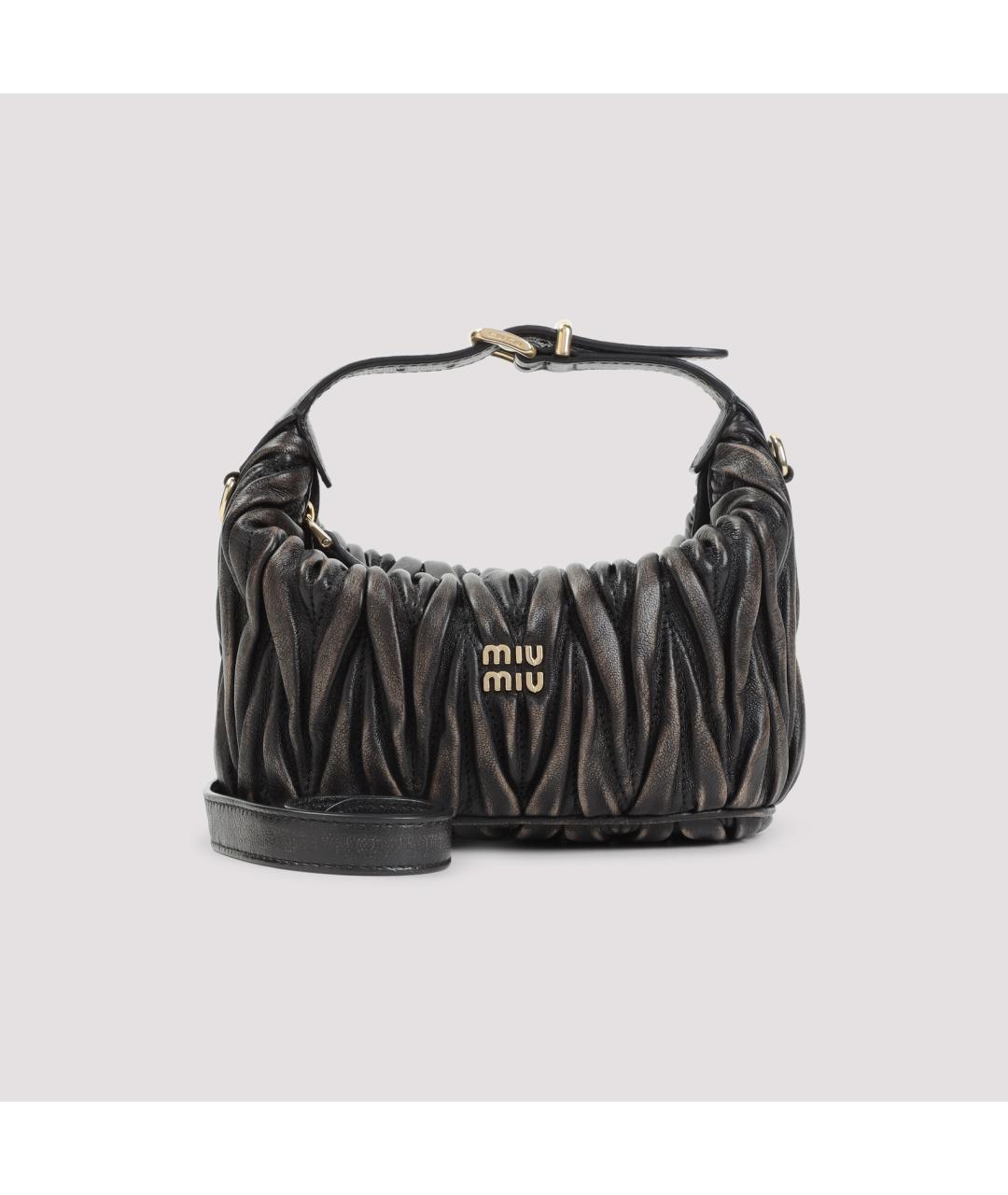 MIU MIU Коричневая кожаная сумка с короткими ручками, фото 3