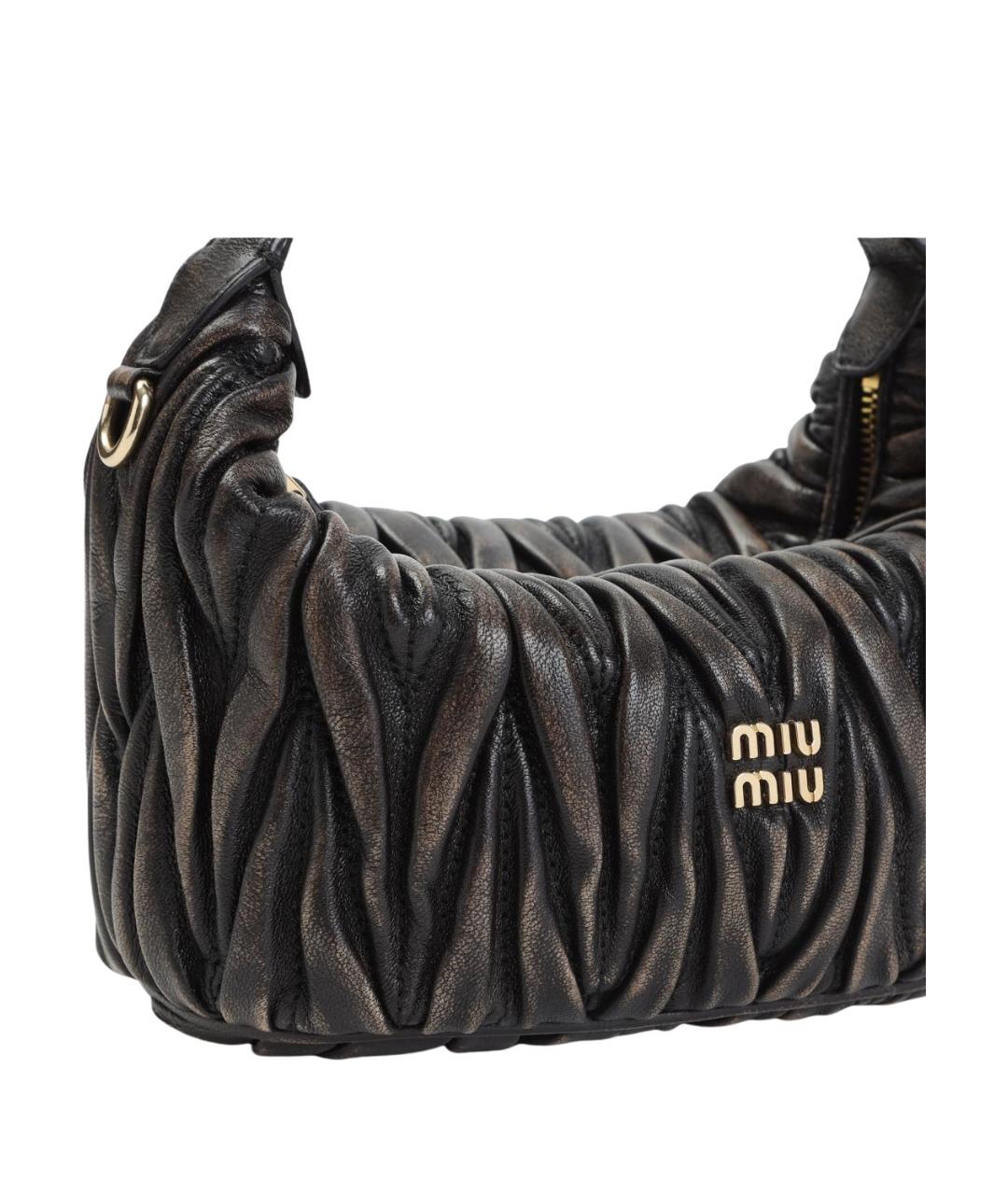 MIU MIU Коричневая кожаная сумка с короткими ручками, фото 3