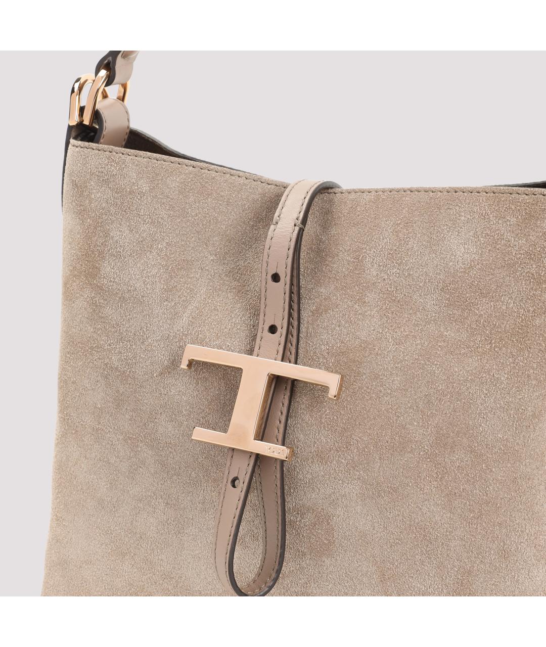 TOD'S Бежевая замшевая сумка через плечо, фото 3