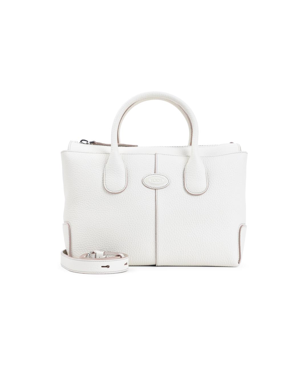 TOD'S Белая кожаная сумка с короткими ручками, фото 1