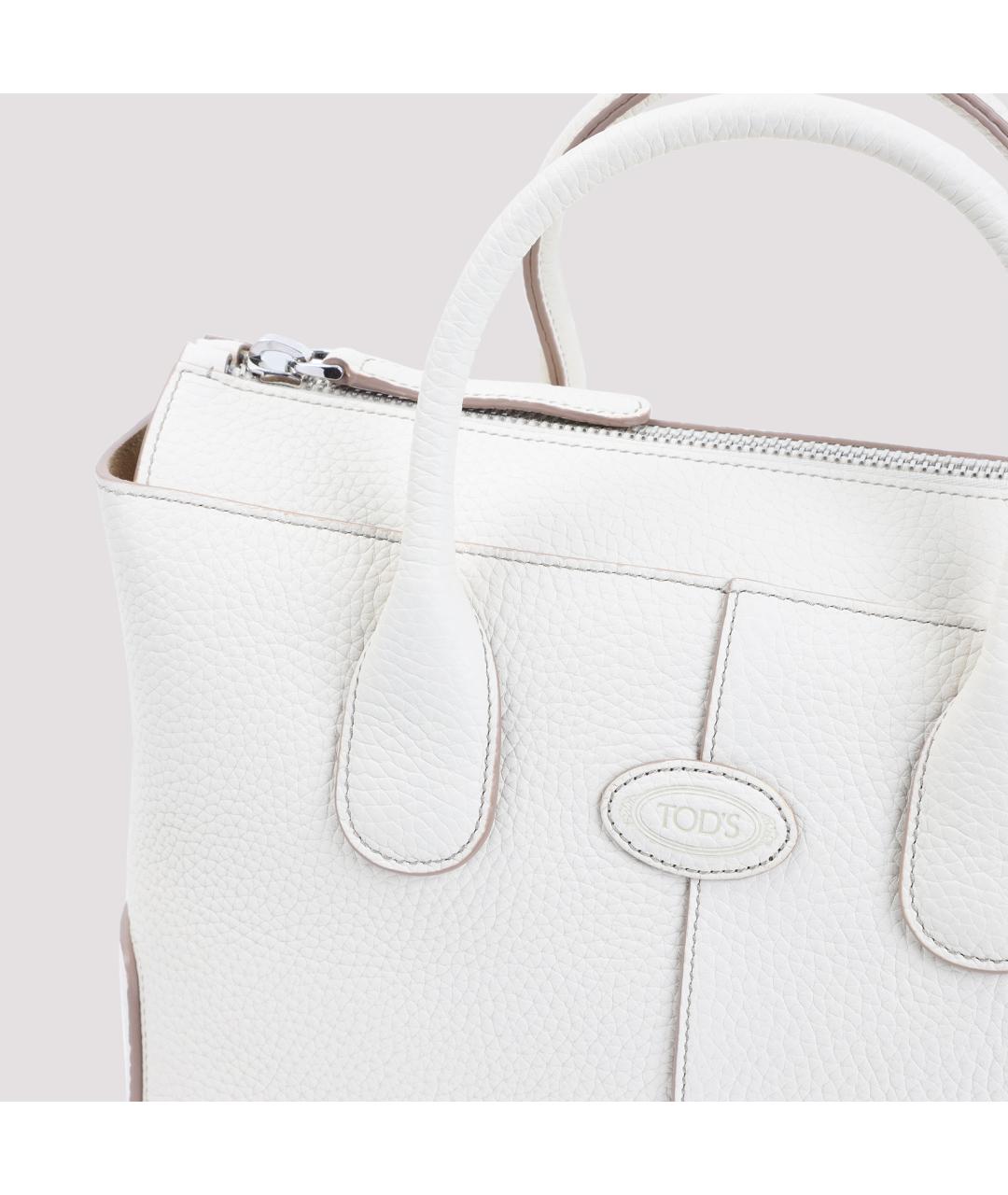 TOD'S Белая кожаная сумка с короткими ручками, фото 3