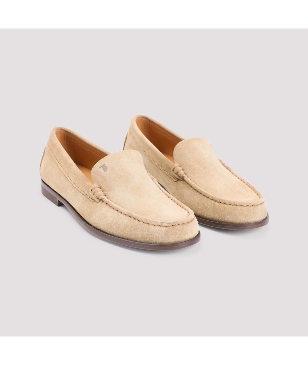 TOD'S Бежевые кожаные лоферы, фото 5