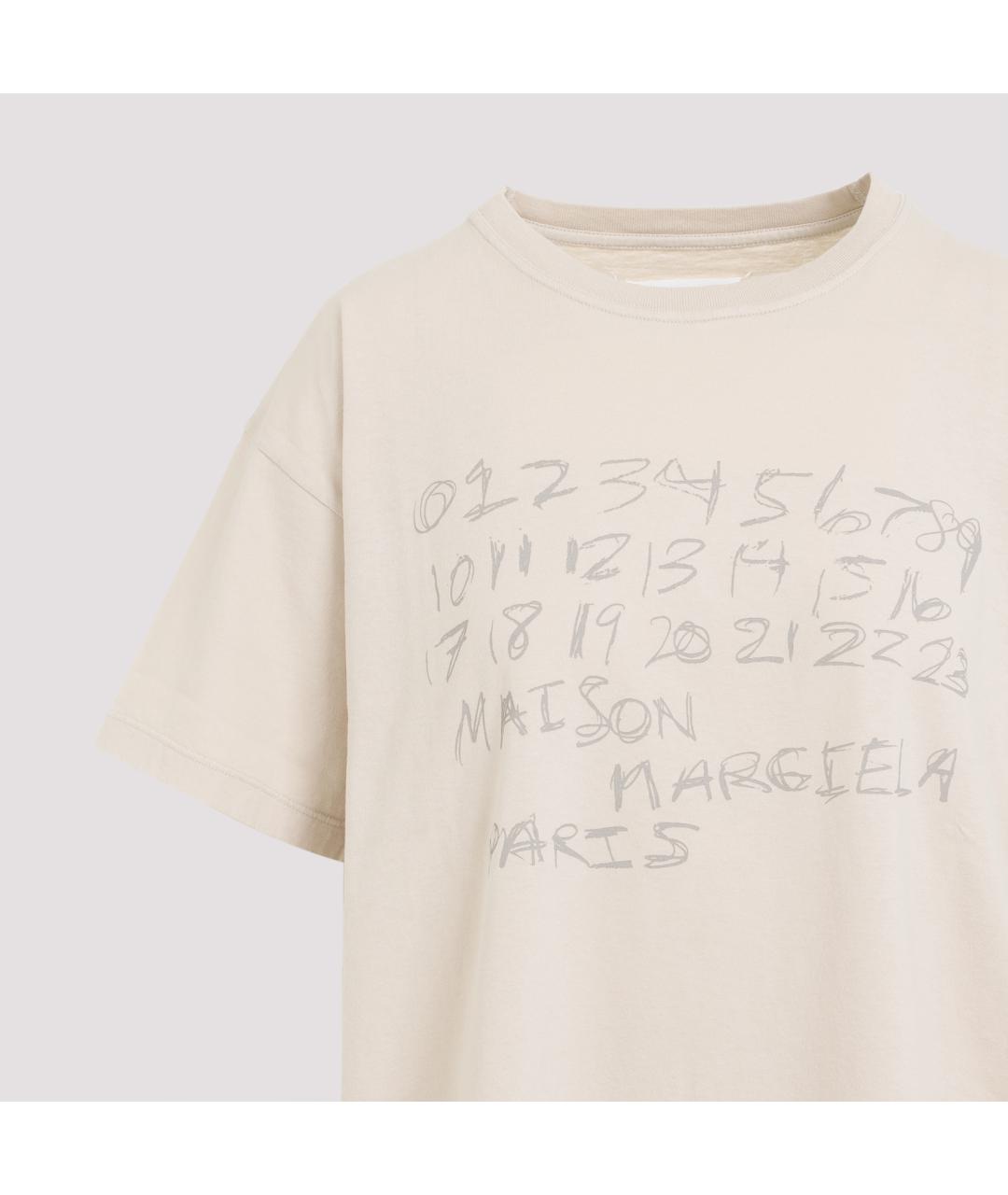 MAISON MARGIELA Бежевая хлопковая футболка, фото 3