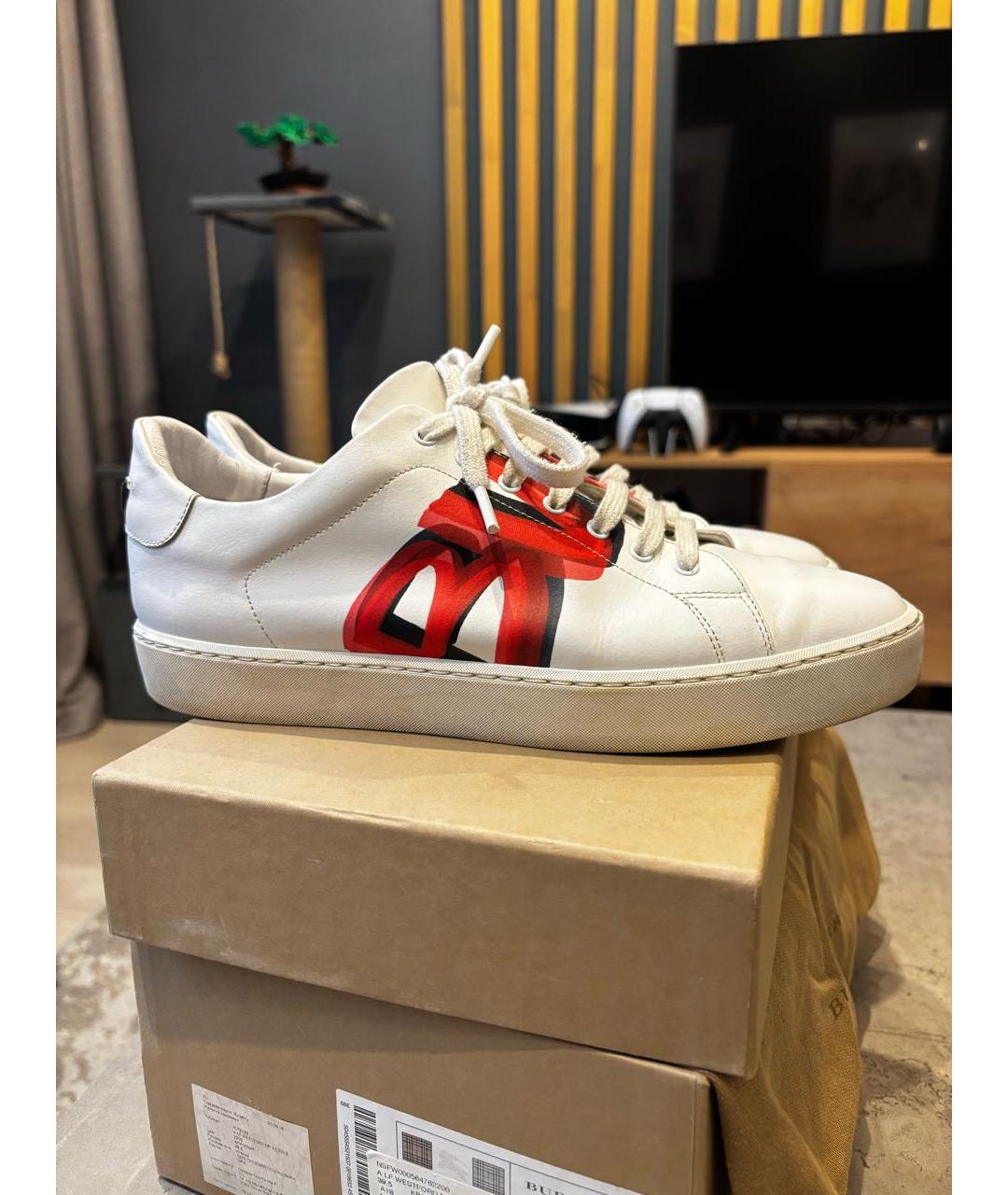 BURBERRY Белые кожаные кеды, фото 8