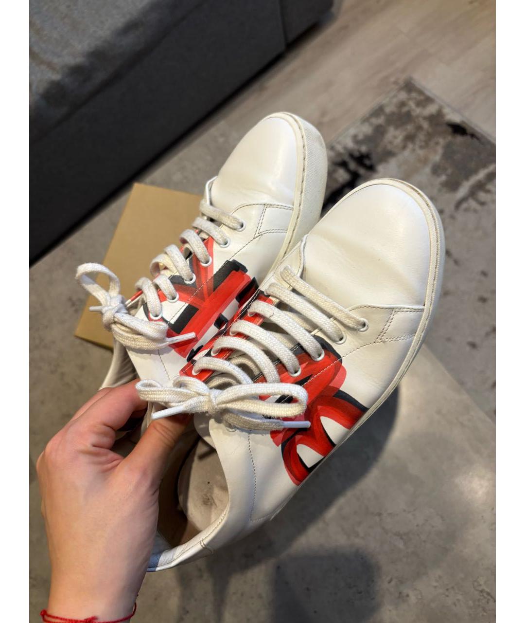 BURBERRY Белые кожаные кеды, фото 6