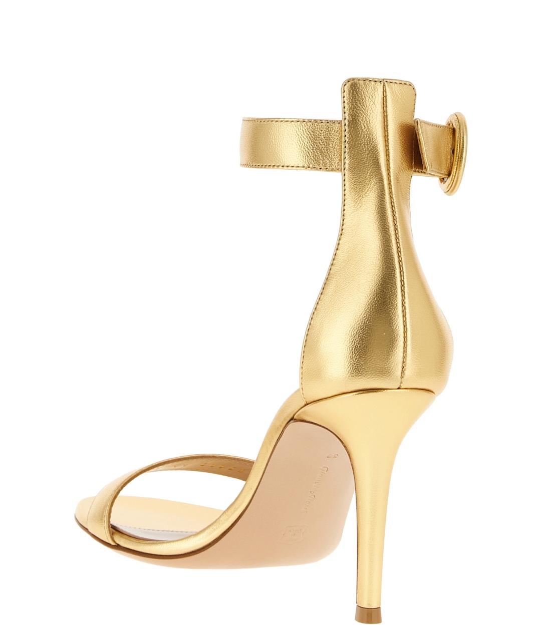 GIANVITO ROSSI Золотые кожаные босоножки, фото 3