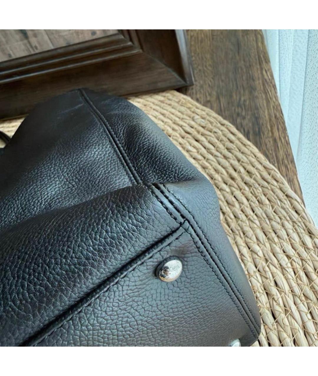 CHANEL Черная кожаная сумка с короткими ручками, фото 7