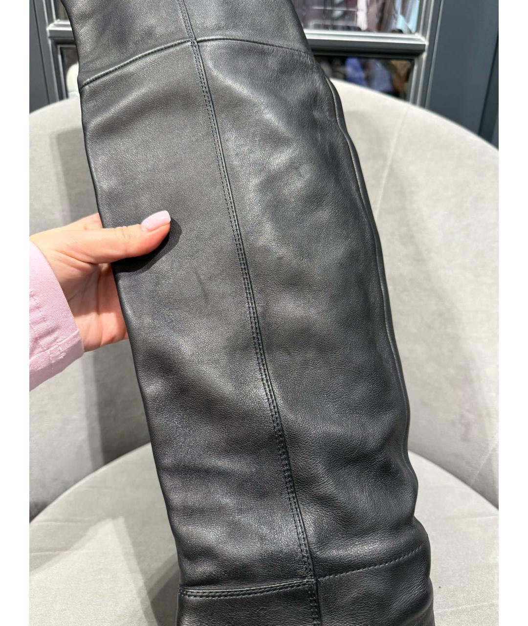 GIANVITO ROSSI Черные кожаные ботфорты, фото 4