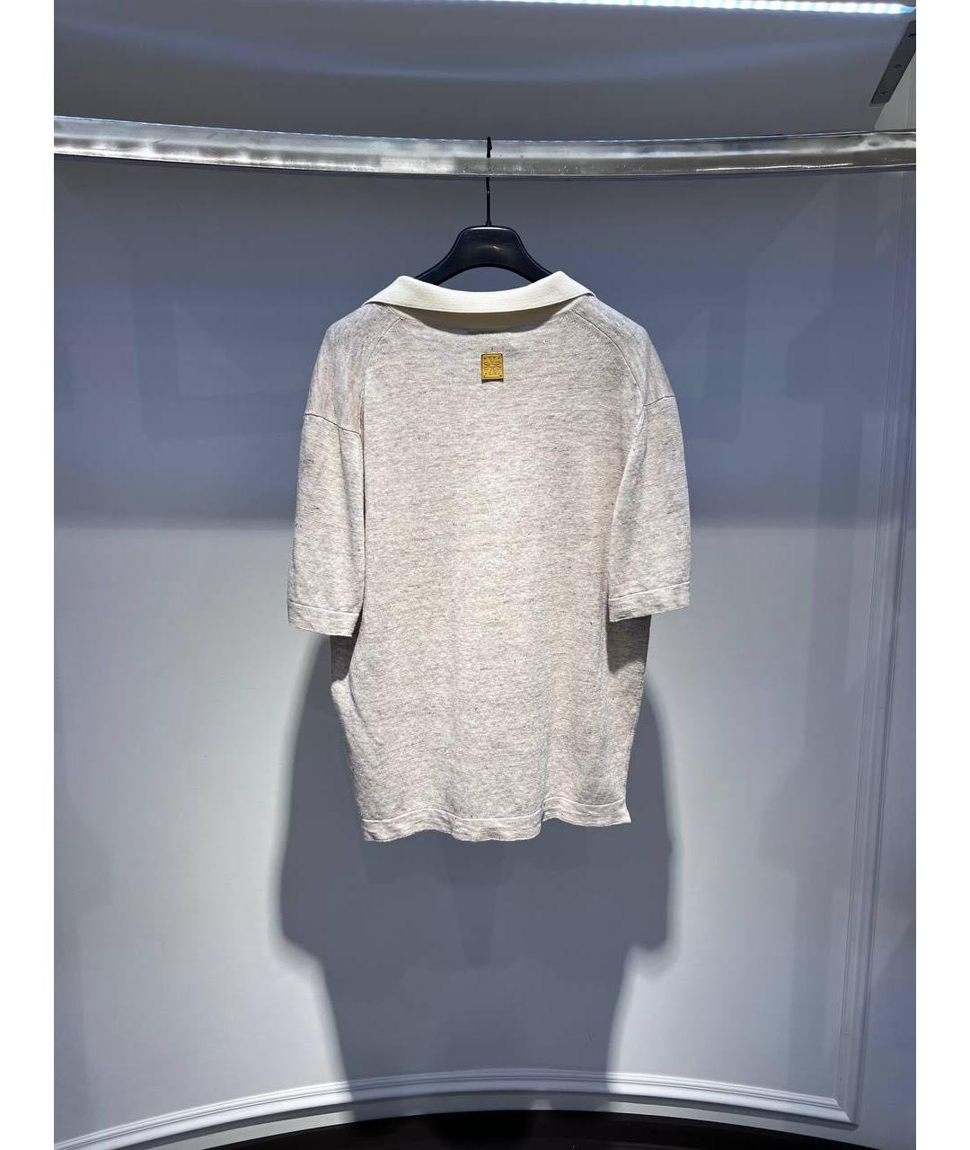 JACOB COHEN Бежевое хлопко-леновое поло с коротким рукавом, фото 2