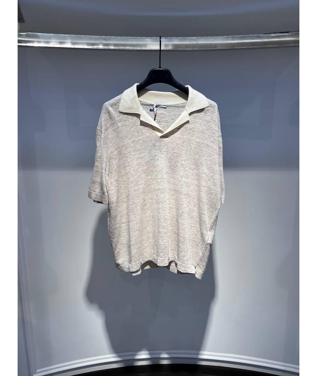 JACOB COHEN Бежевое хлопко-леновое поло с коротким рукавом, фото 3