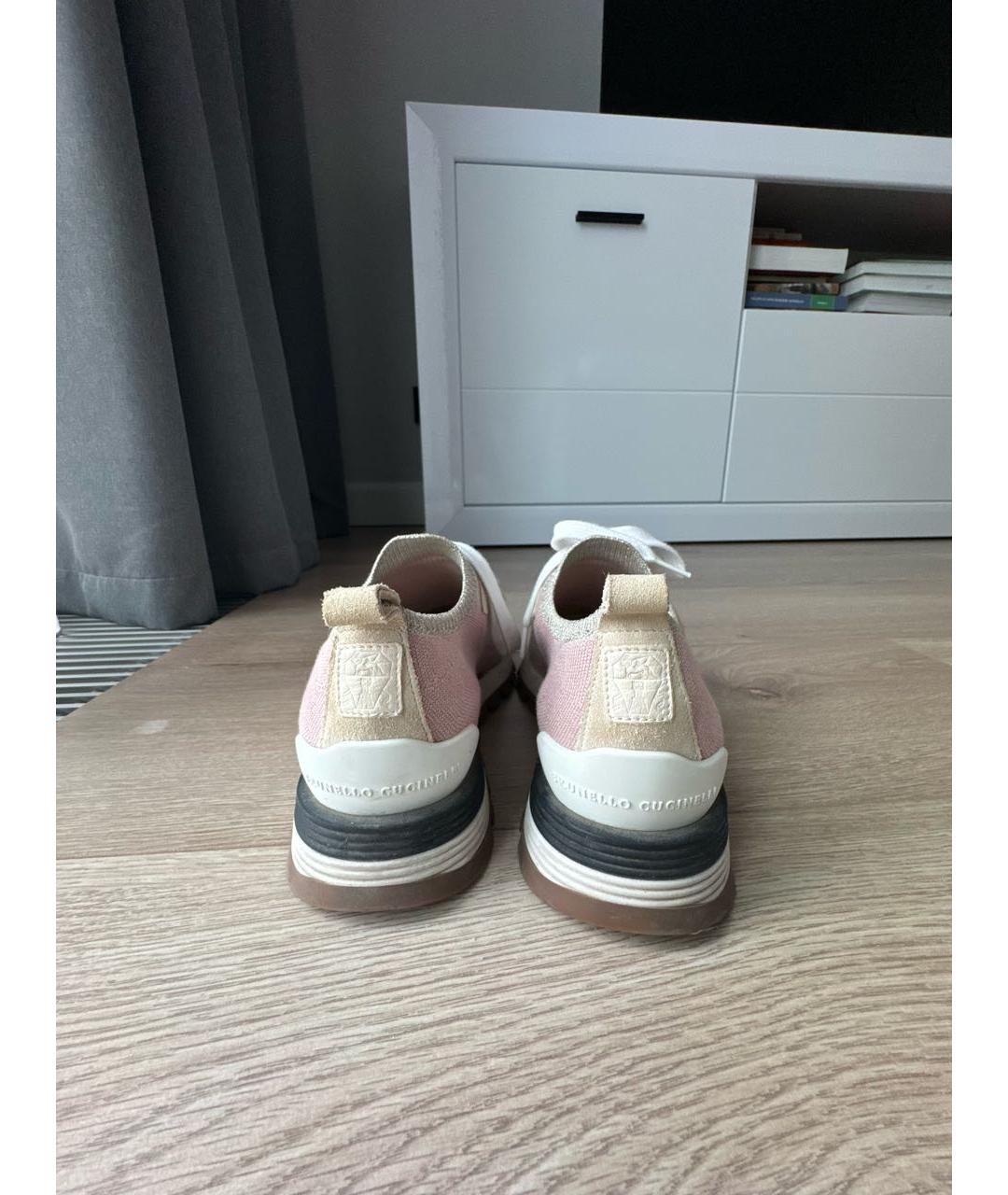 BRUNELLO CUCINELLI Розовые текстильные кроссовки, фото 4