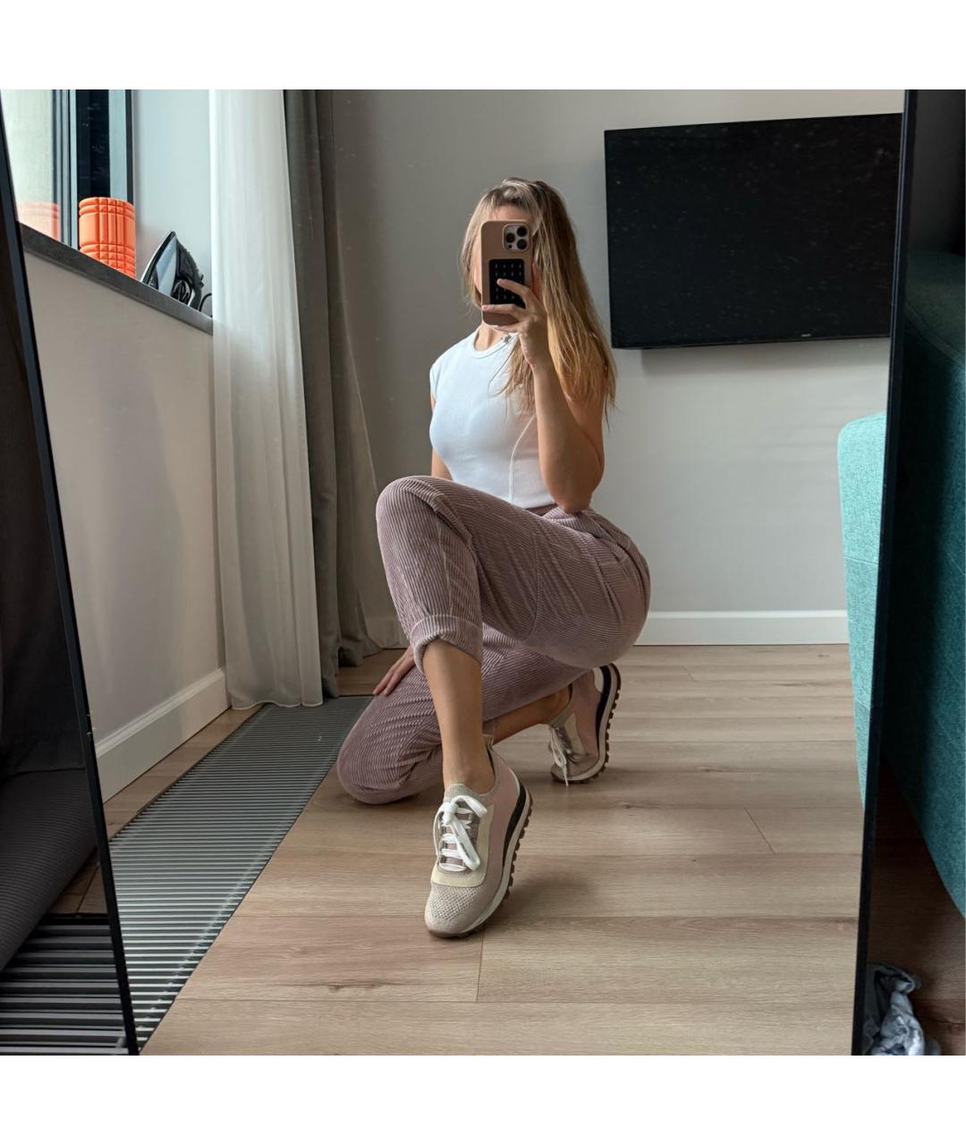 BRUNELLO CUCINELLI Розовые текстильные кроссовки, фото 6