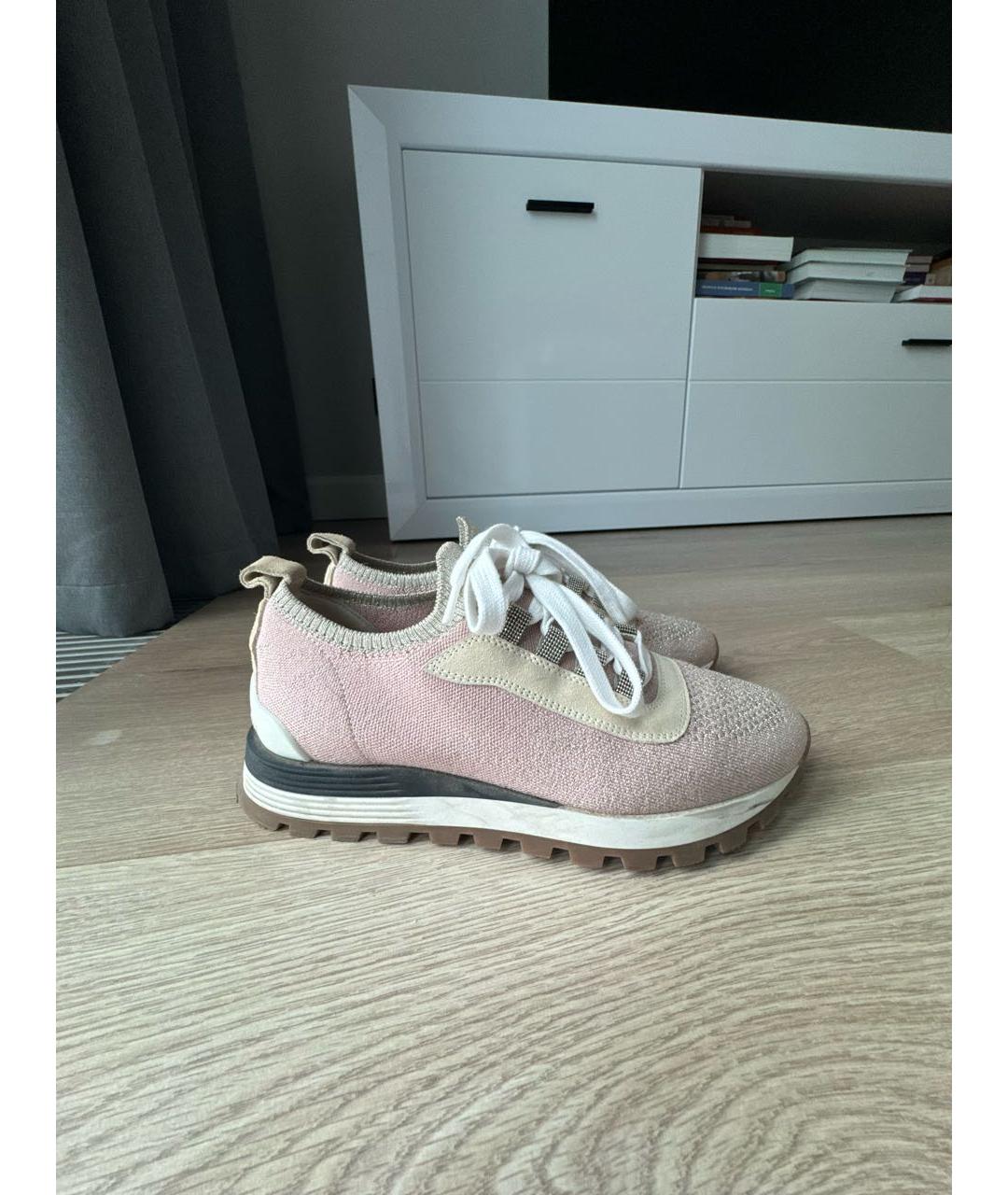 BRUNELLO CUCINELLI Розовые текстильные кроссовки, фото 7