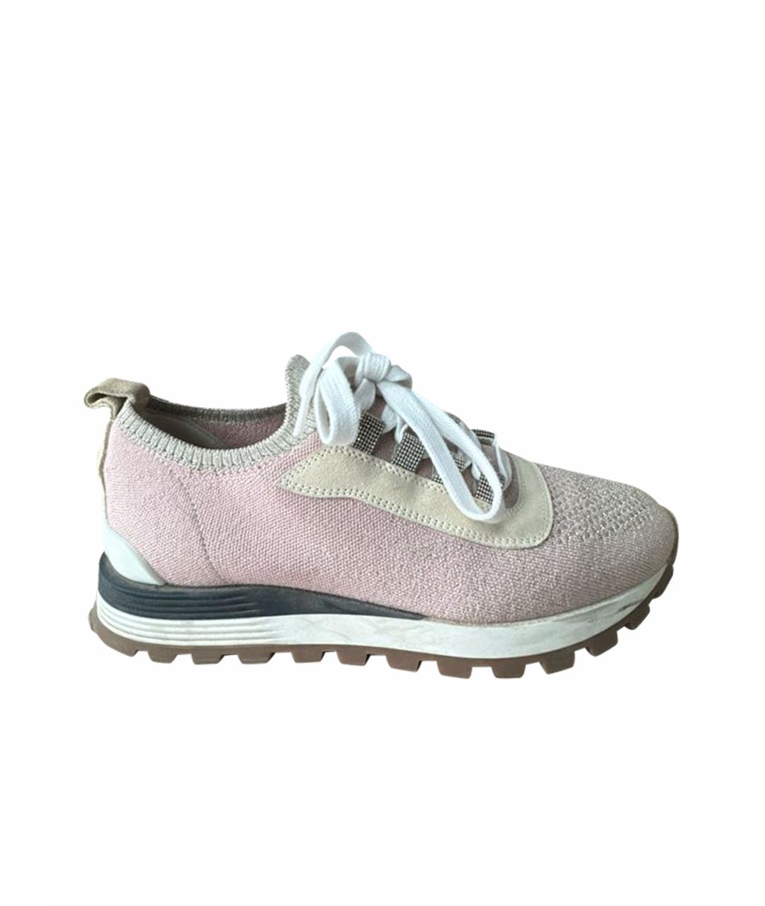 BRUNELLO CUCINELLI Розовые текстильные кроссовки, фото 1