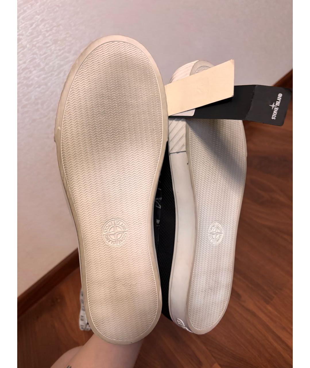 STONE ISLAND Серые текстильные высокие кроссовки / кеды, фото 5