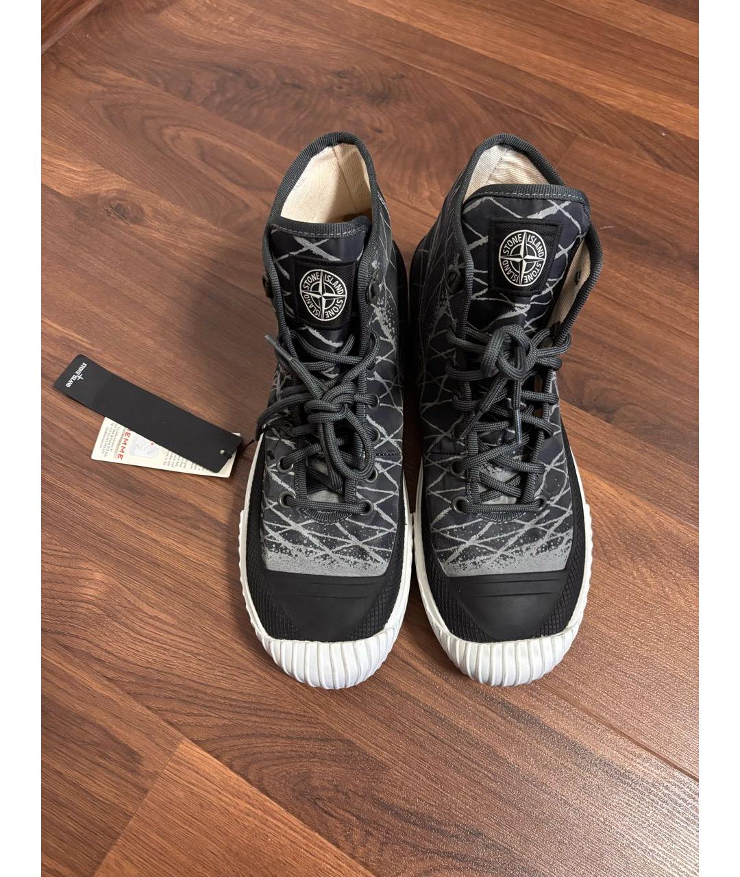 STONE ISLAND Серые текстильные высокие кроссовки / кеды, фото 2