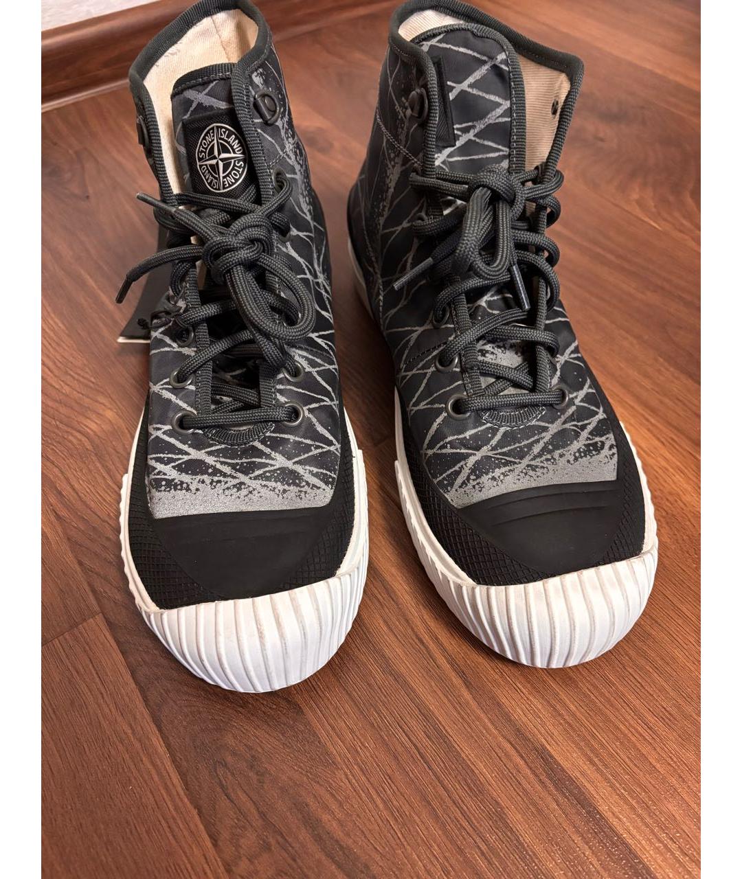 STONE ISLAND Серые текстильные высокие кроссовки / кеды, фото 6