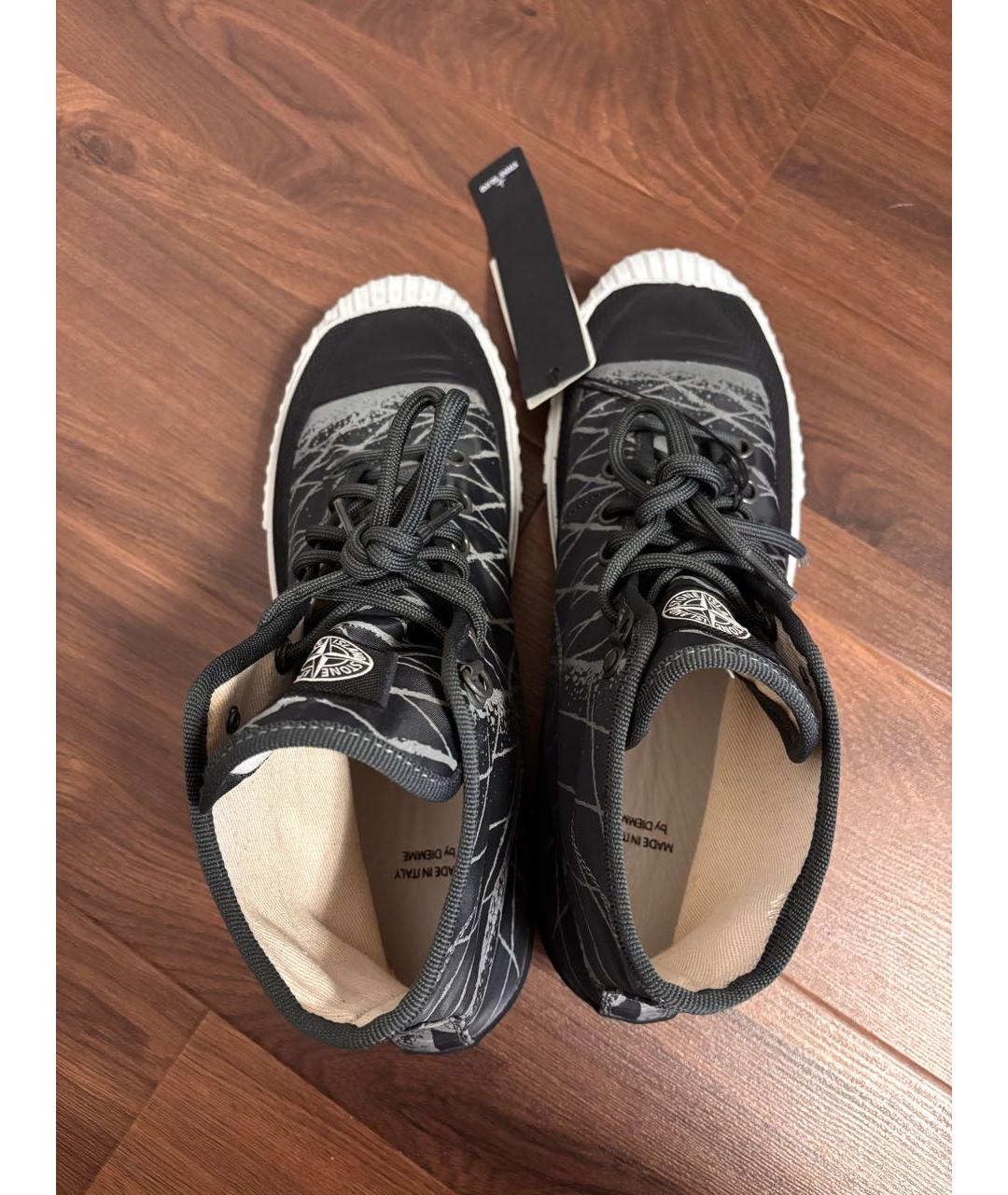 STONE ISLAND Серые текстильные высокие кроссовки / кеды, фото 3