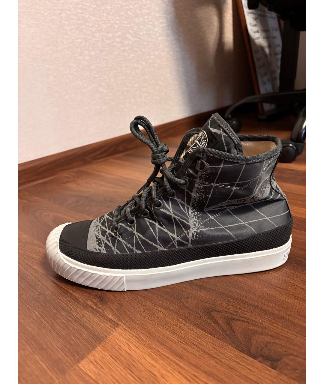 STONE ISLAND Серые текстильные высокие кроссовки / кеды, фото 8