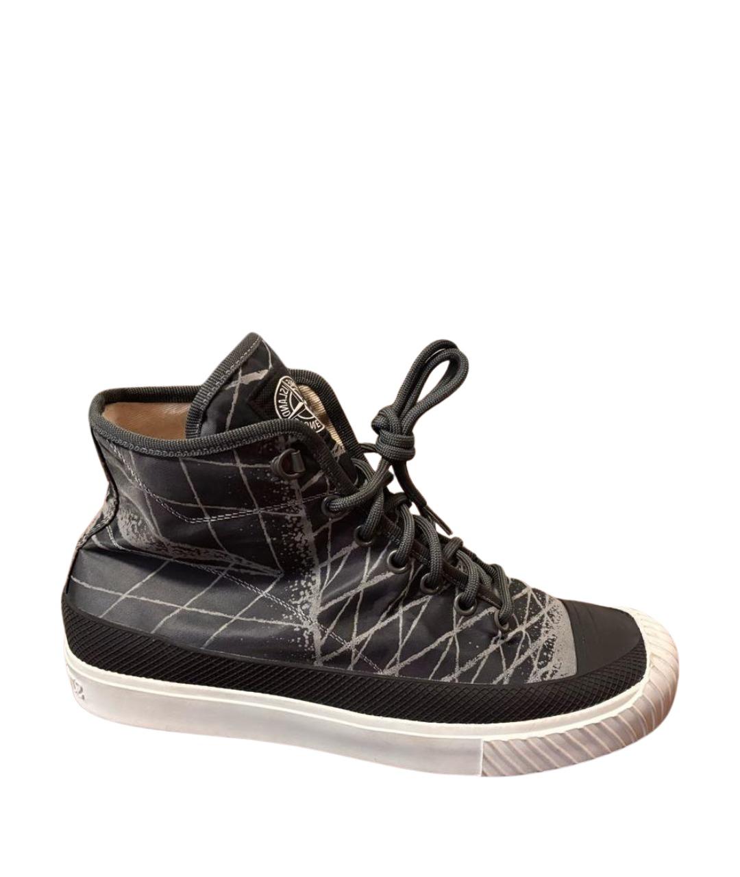 STONE ISLAND Серые текстильные высокие кроссовки / кеды, фото 1