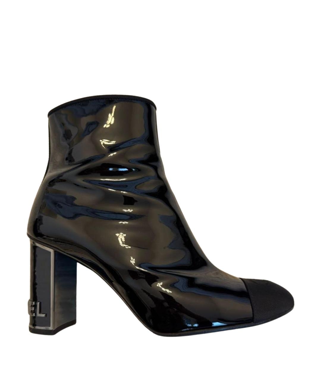 CHANEL Черные ботильоны из лакированной кожи, фото 1