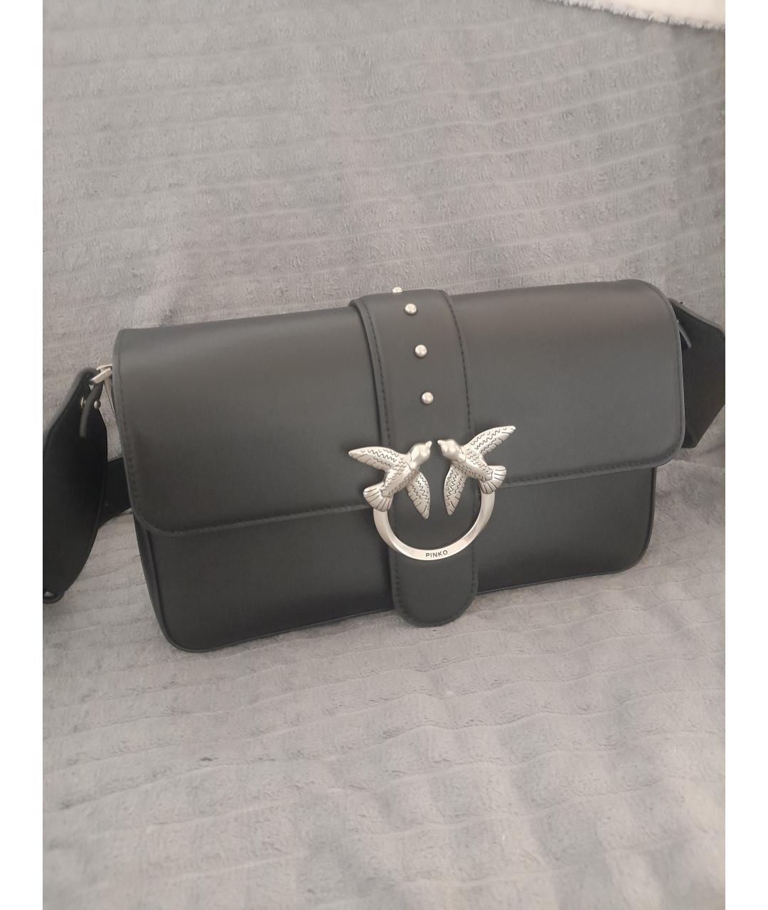 PINKO Черная кожаная сумка через плечо, фото 5
