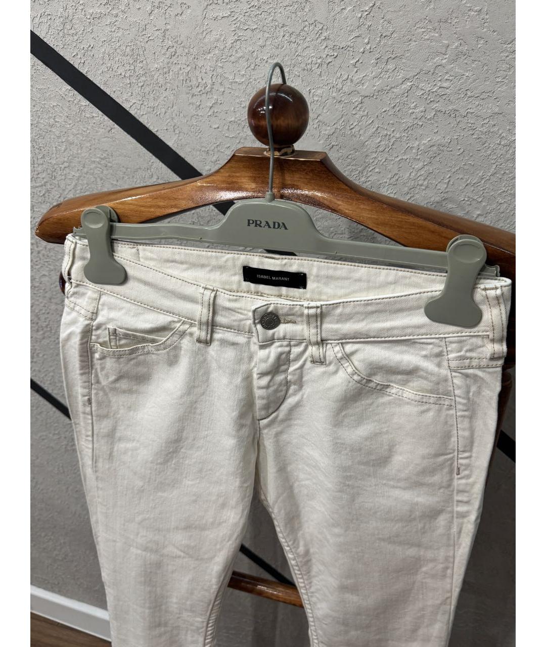 ISABEL MARANT Белые хлопковые джинсы слим, фото 3