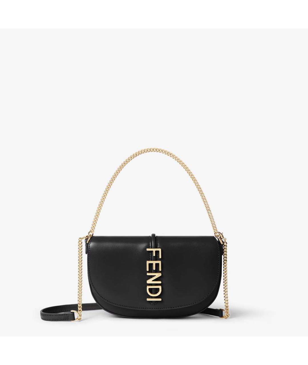 FENDI Черная кожаная сумка через плечо, фото 3