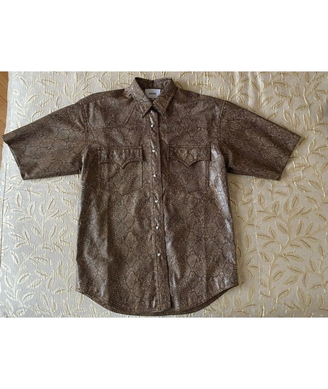 NANUSHKA Коричневая полиуретановая рубашка, фото 2