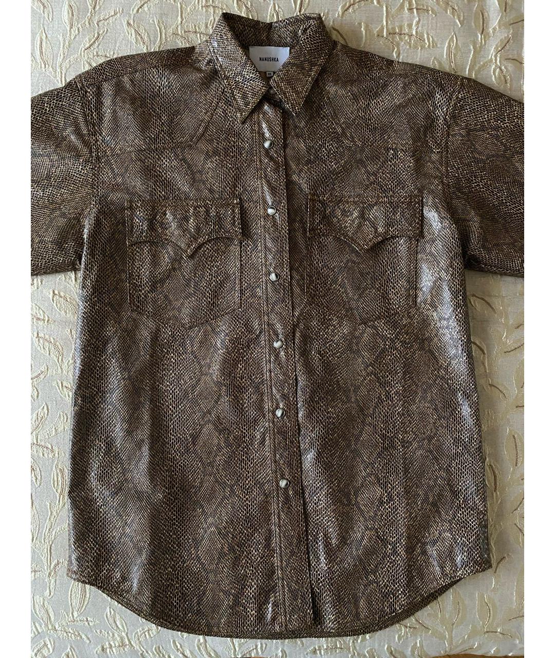 NANUSHKA Коричневая полиуретановая рубашка, фото 4
