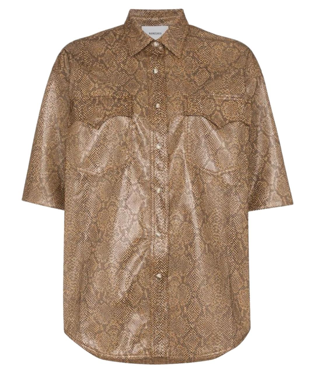 NANUSHKA Коричневая полиуретановая рубашка, фото 1