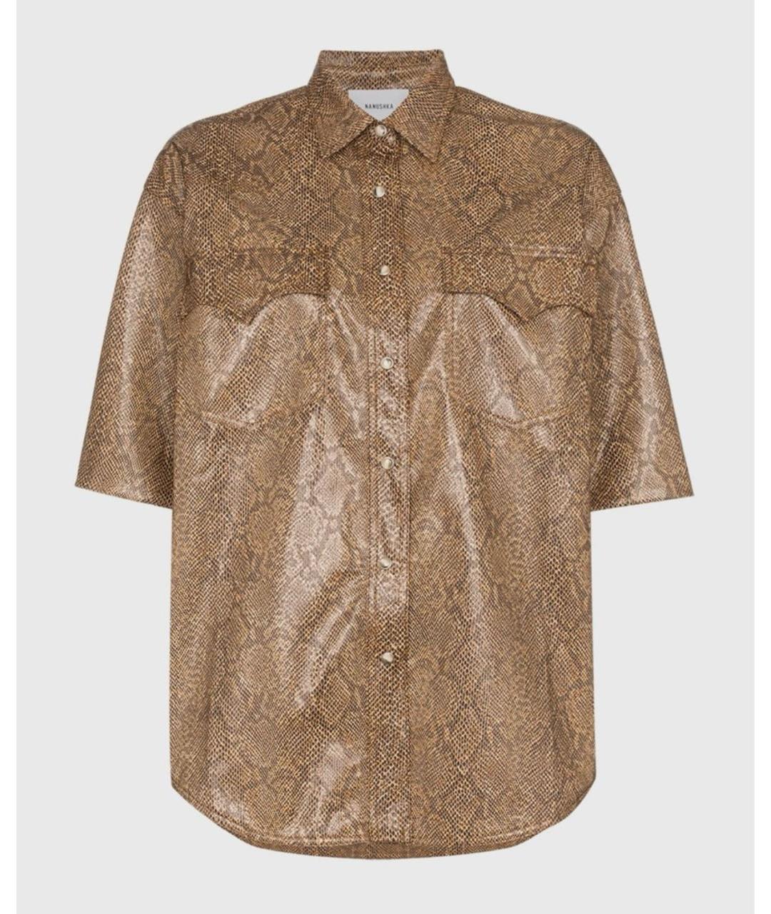 NANUSHKA Коричневая полиуретановая рубашка, фото 9