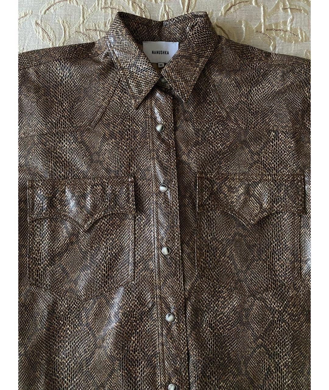 NANUSHKA Коричневая полиуретановая рубашка, фото 5