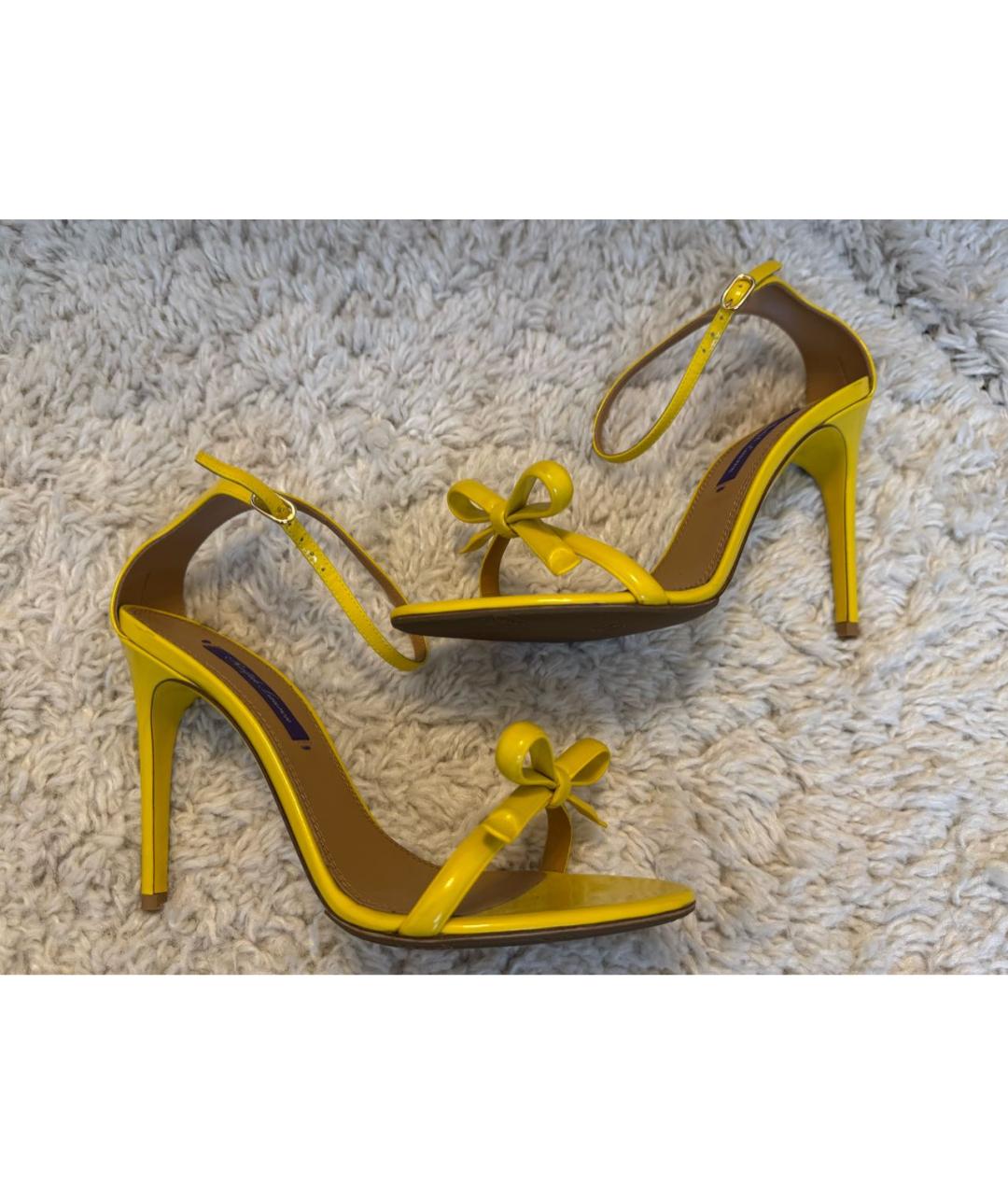 RALPH LAUREN Желтые кожаные босоножки, фото 3