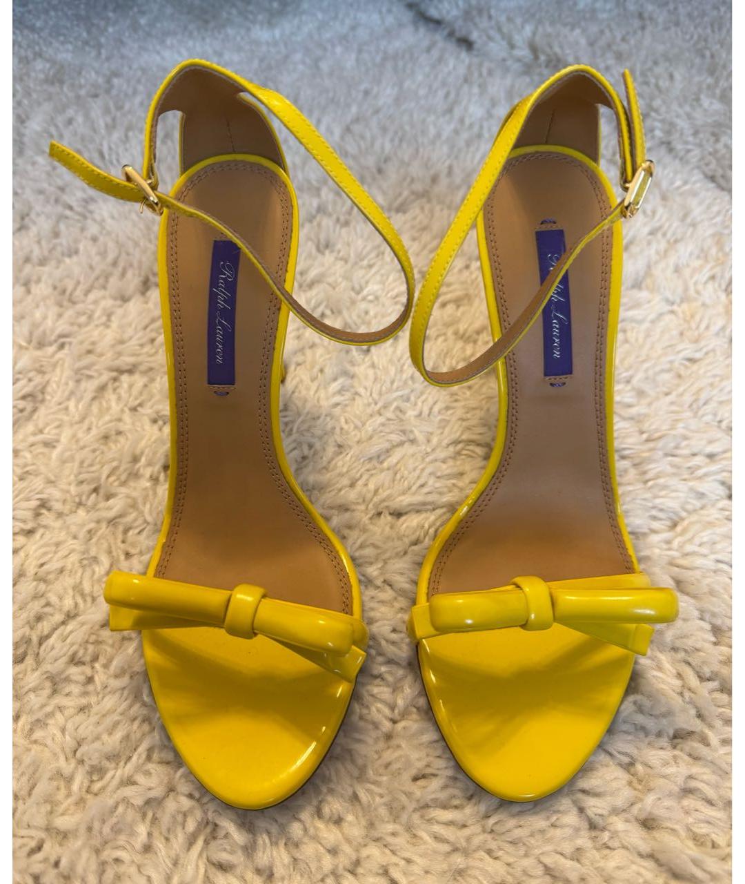 RALPH LAUREN Желтые кожаные босоножки, фото 2